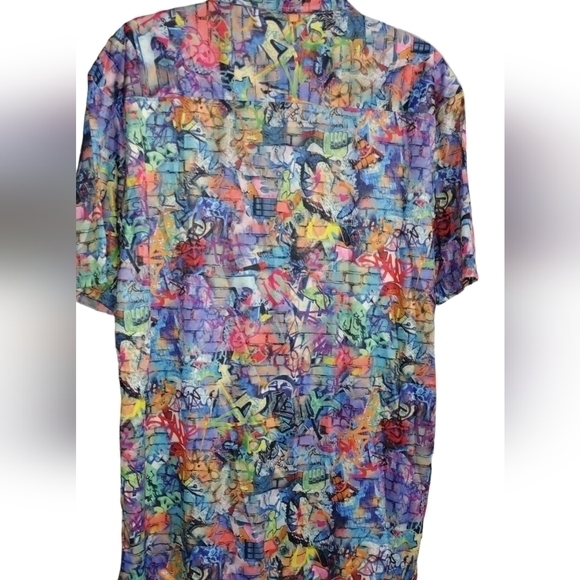 czc‎ graffiti men's polyester short sleeve button up shirt xl - Picture 3 of 7